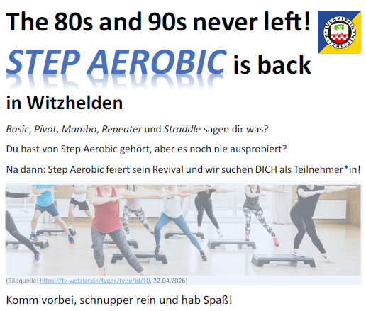 Flyer StepAerobic Bild | Step Aerobic is back
